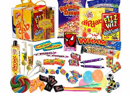 The Original Retro Sweets Gift Cube Box From Dandy Candy - The Perfect Gift For Everyone: Includes 70 Retro Sweets From Your Childhood Memories - Great Stocking Filler or Christmas Gift