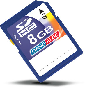Dane-Elec Secure Digital HC (SDHC) Memory Card - 8GB - Class 4 (118x) - VALUE TWIN PACK