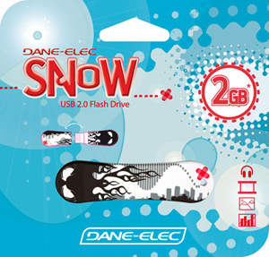 Dane Elec Snowboard USB 2.0 Flash Drive - 2GB