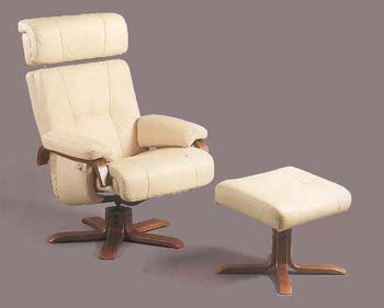 Daneway Admiral Leather Recliner and Footstool