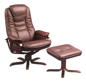 Daneway Oslo Leather Recliner and Footstool