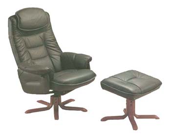 Topaz Leather Recliner and Footstool