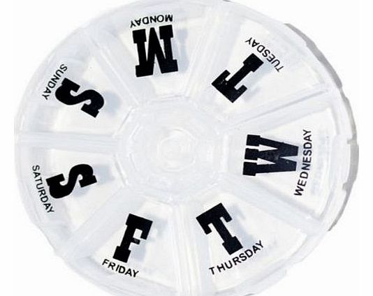 Round Pill Medicine Organizer 7 Day Dispenser Travel Purse Holder Box Container