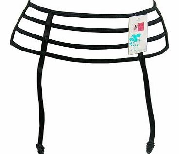 4-Bar Designer Suspender Belts - Black (Medium)