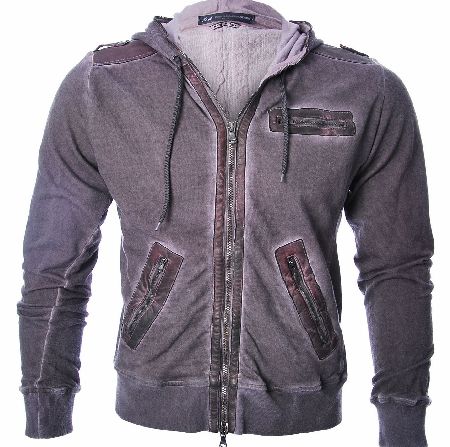 DANIELE ALESSANDRINI Leather Trim Hooded Top