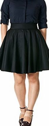 Danis Choice Classy High Waist A-line Flared Swing Midi Skirt - Black - S