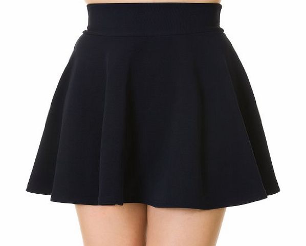 Danis Choice High Waisted A-line Flared Mini Skirt - Navy Blue