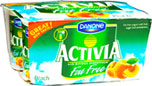 Danone Activia Fat Free Peach Yogurt (4x125g)