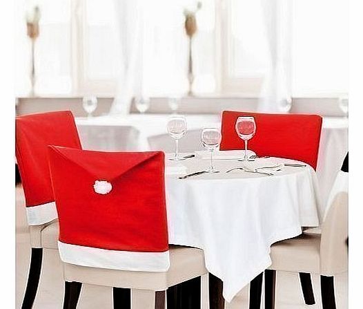 Darice Pack of 4 Red and White Santa Hat Christmas Chair Covers