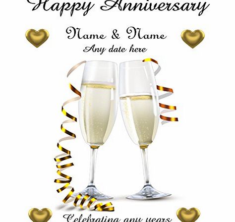 Darkhaireddolly Personalised Champagne Wedding Anniversary Card