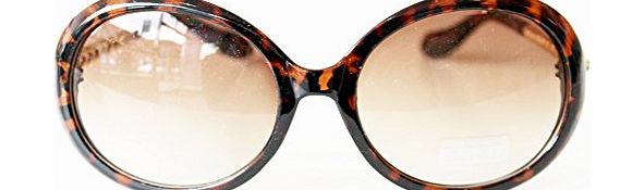 Darzzling Classic Retro Oversized Sunglasses Round with Embellished Tortoiseshell Frames