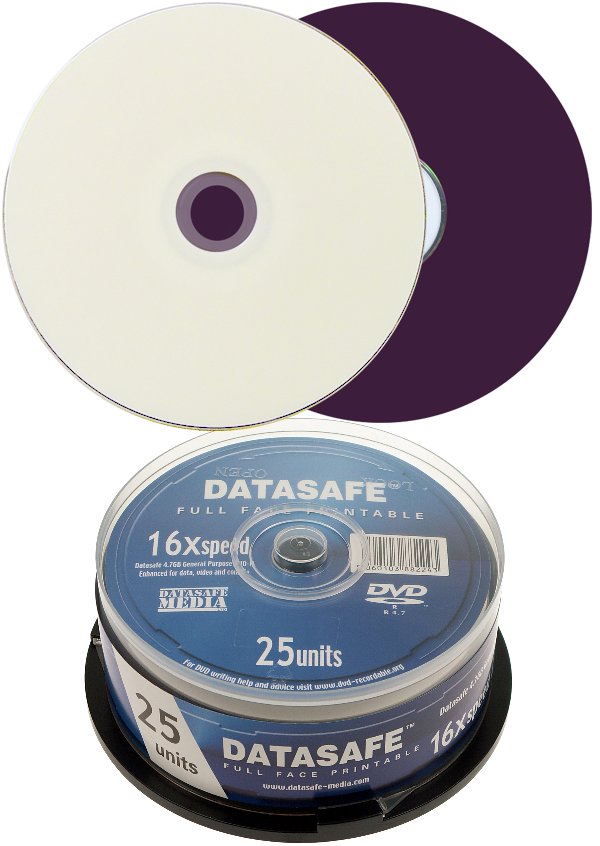 Datasafe DVD-R 16x Full Face Printable in 25 Cake