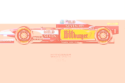 Benetton B195 - Michael Schumacher signed by artist Measures 48cm x 32cm (19x13)