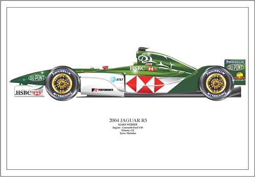 Jaguar R5 Print - Mark Webber Signed by the artist Measures 48cm x 32cm (19``x13``)