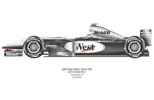 David Wilson McLaren MP4/17D - Kimi Raikkonen signed by artist Measures 48cm x 32cm (19x13)