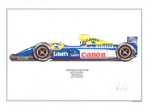 David Wilson Williams FW14B - N.Mansell signed by artist Measures 48cm x 32cm (19x13)