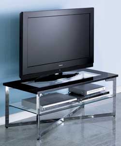 Davis Clear Tempered Glass and Chrome TV Unit