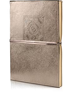 A4 silver leather bound notebook