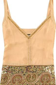 Embellished silk camisole top