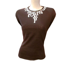 Rhinestone wool/jersey top