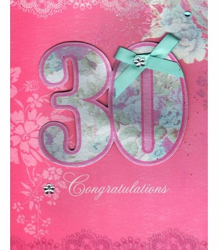 Dazzle 30th Female Birthday Card - 30 Congratulations - Hand Made Design.