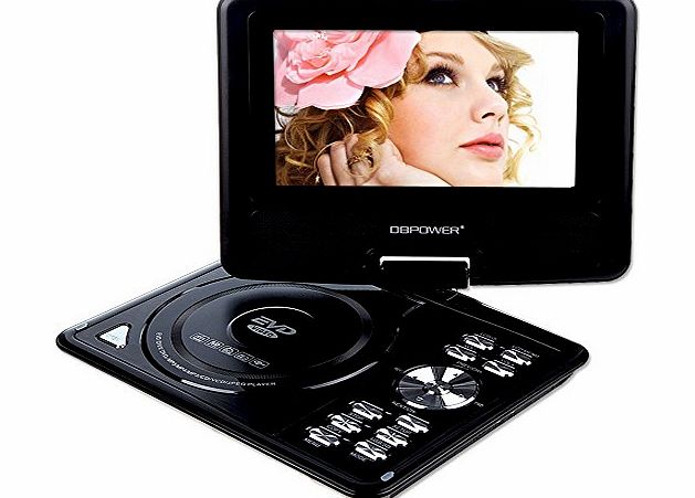 DBPOWER Rotating 7.5`` Inch Swivel Screen Handheld Portable DVD Player LCD Screen with Function of VCD CD SD FM MP3 MP4 USB Games Car Charge