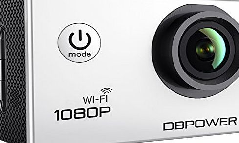 DBPOWER Wifi Waterproof Action Camera 12MP 1080P HD with 2 Batteries and Free Accessories Kit (White)
