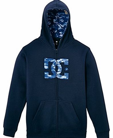 DC Clothing Boys Hookup by Long Sleeve Hoodie, Black Iris, 14 Years (Manufacturer Size:Large)