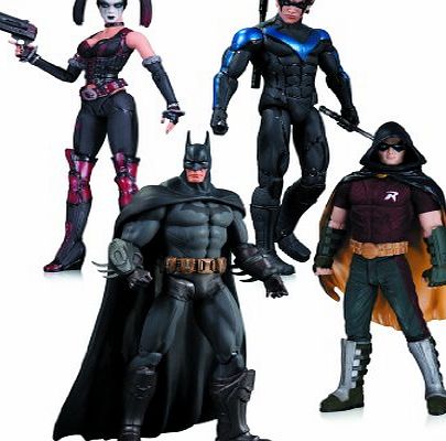 DC Comics Arkham City Harley Quinn, Batman, Nightwing, and Robin 4 Pack