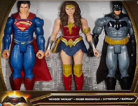 DC Comics Batman v. Superman: 12 inch Superman Wonder Woman Batman Action Figure Set