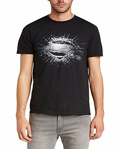 Mens Superman Man of Steel-Erroded Short Sleeve T-Shirt, Black, Small