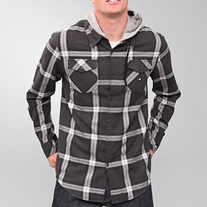 DC Gauntlet Hooded flannel shirt - Black