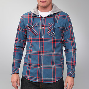 DC Gauntlet Hooded flannel shirt - Blue Ashes