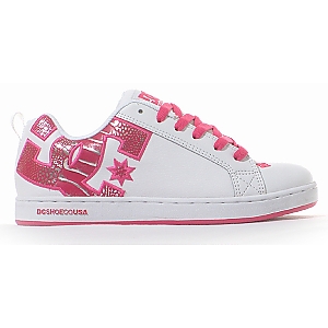 Court Graffic SE Ladies Skate Shoe - White/Crazy Pink