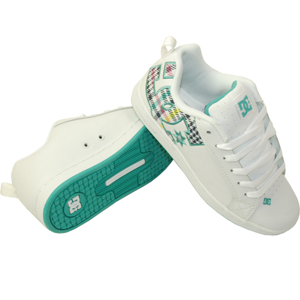 Ladies DC Court Graffik Shoe. White Green