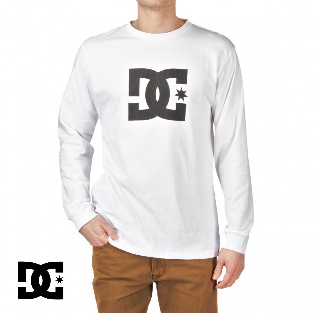 Mens DC Star Long Sleeve T-Shirt - White/Black