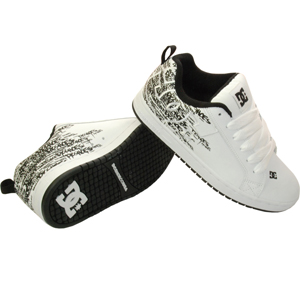 DC Mens Mens DC Court Graffik Shoe. White Print