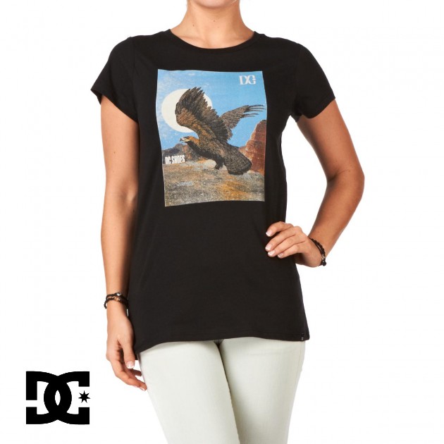 Womens DC Worn In Crew Eagle T-Shirt - Black