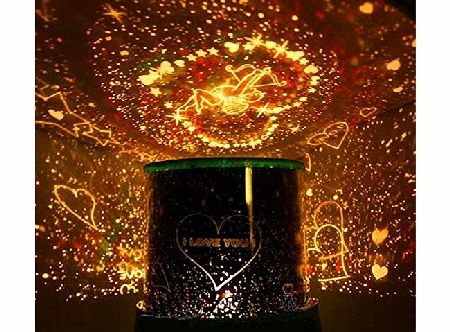 DDU Romantic Auto Rotate Cupid Sky Star LED Night Light Projector Lamp With Music Random Color