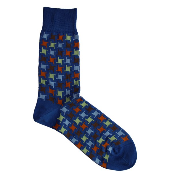 De Pio Blue Multi-coloured Shapes Socks by