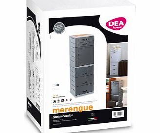 DEA HOME  Merengue 128 x 39 x 43cm 5 Drawer/ 1 Door/ 1 Shelf Wheeled Filing Cabinet Wooden Top - Silver/ Anthracite