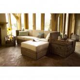 Rattan Ottoman with Chocolate Cushions