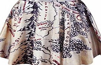 Dear-lover Womens Grand Line Map Print Adult Flared Skirt One Size Multicoloured