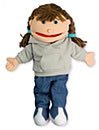 Small Girl Puppet Buddie with Brown Hair (Light Skin Tone)