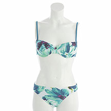 Blue floral foil print padded bikini top