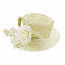 Debenhams Ivory hat with feather side trim