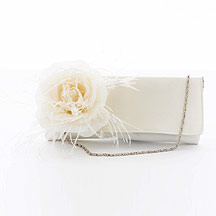 Debenhams Ivory satin clutch bag with corsage