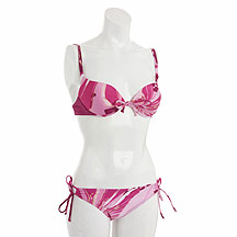 Pink floral print moulded cup bikini top