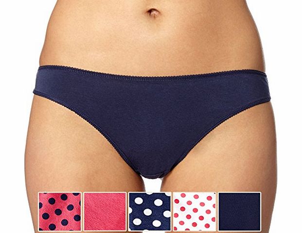 Debenhams Womens Pack Of Five Pink Cotton Spotted And Plain Thongs 12