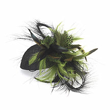 Debut Red Black/lime feather hair piece